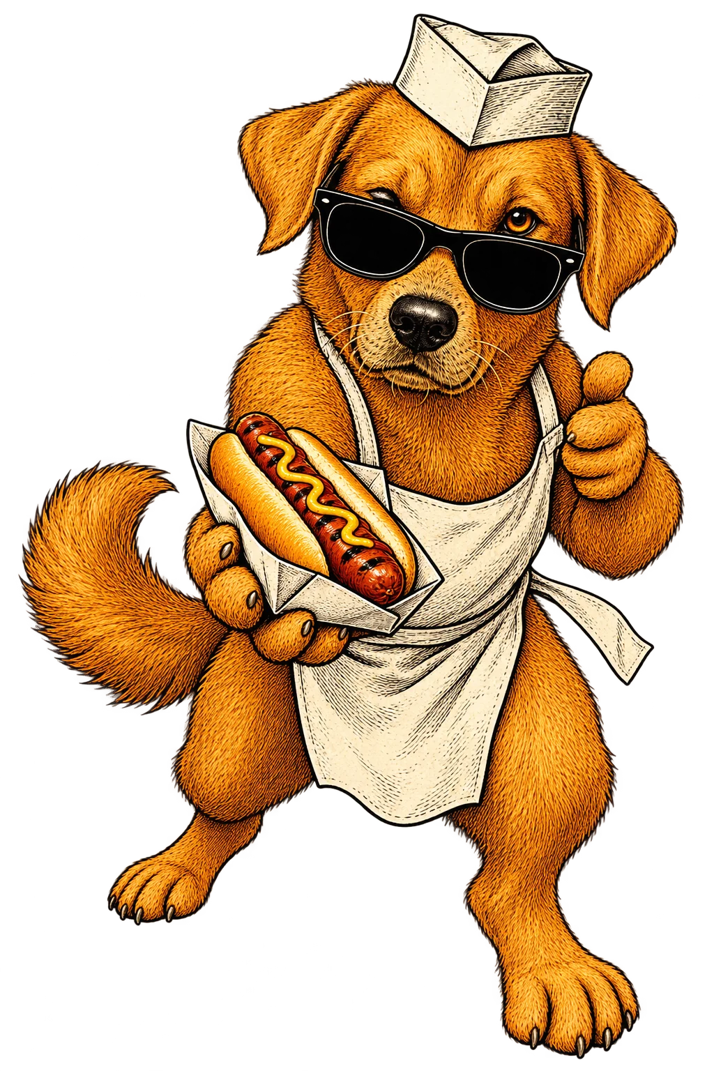 Golden Glizzy offering a hot dog